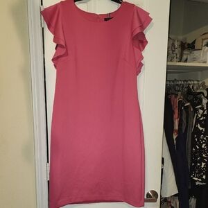 Tommy Hilfiger Pink Ruffle Sleeve Mini Dress. NWT